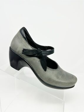Naot Pleasure Mary Jane Pumps Womens Gray Black Strap Block Heel Comfort Size 37